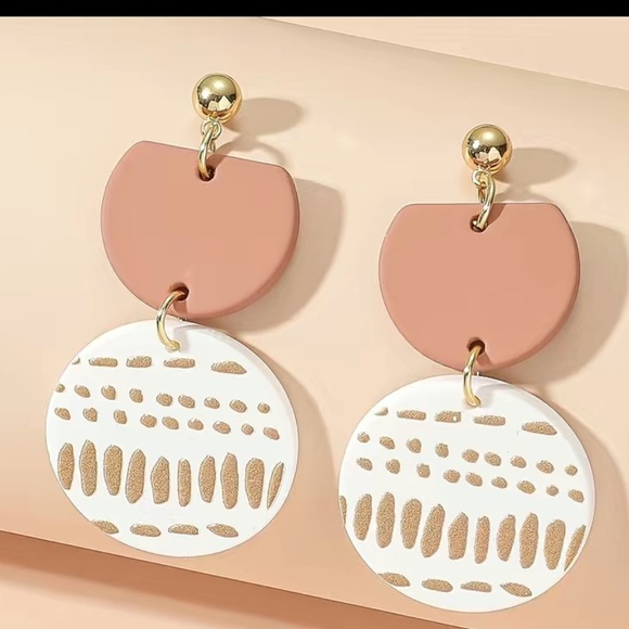 Ripple Print Round Dangle Earrings - Picture 3 of 5